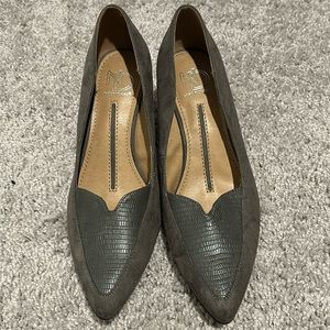 Gray suede heels; size 7.5; never worn
